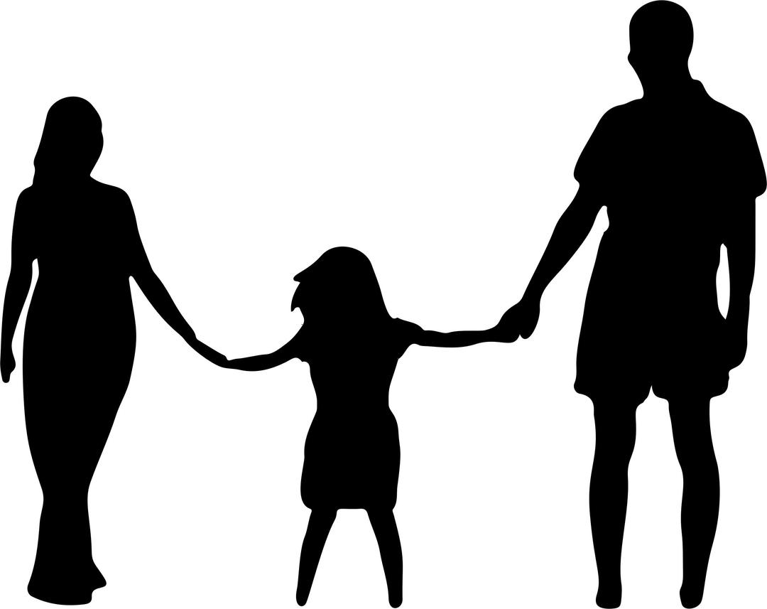 Mother Daughter Father Holding Hands Silhouette png transparent