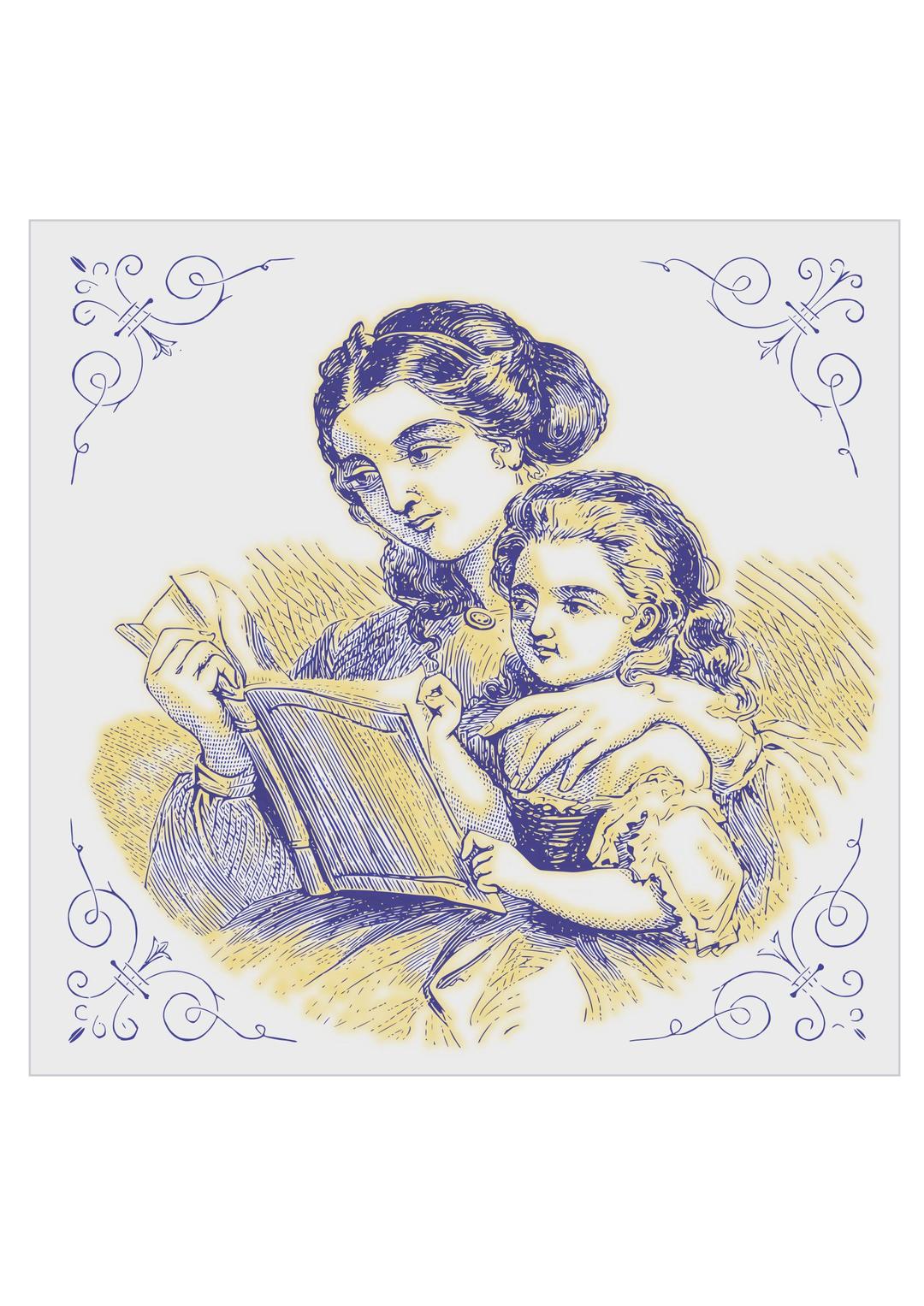Mother reading for her daughter 01 png transparent