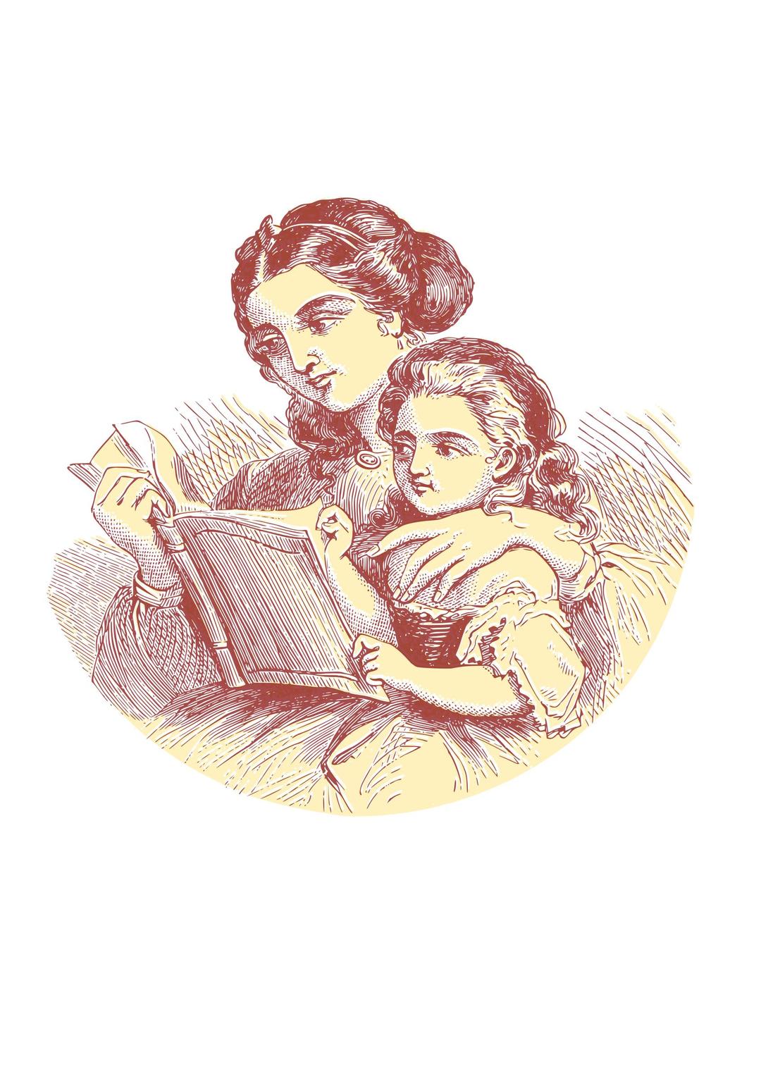 Mother reading for her daughter 03 png transparent