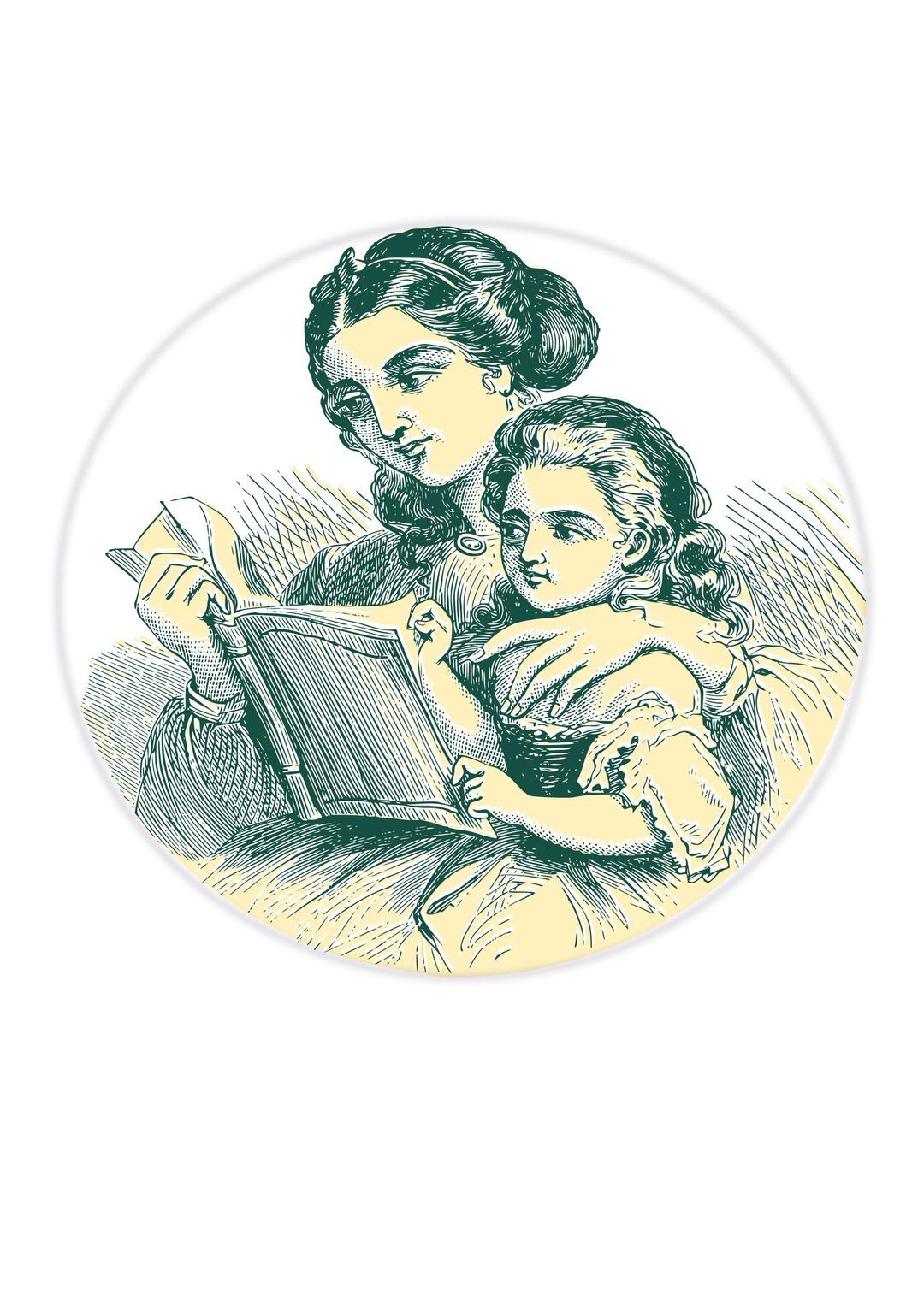 Mother reading for her daughter 04 png transparent