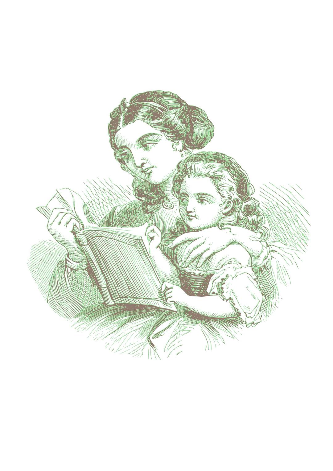 Mother reading for her daughter 05 png transparent