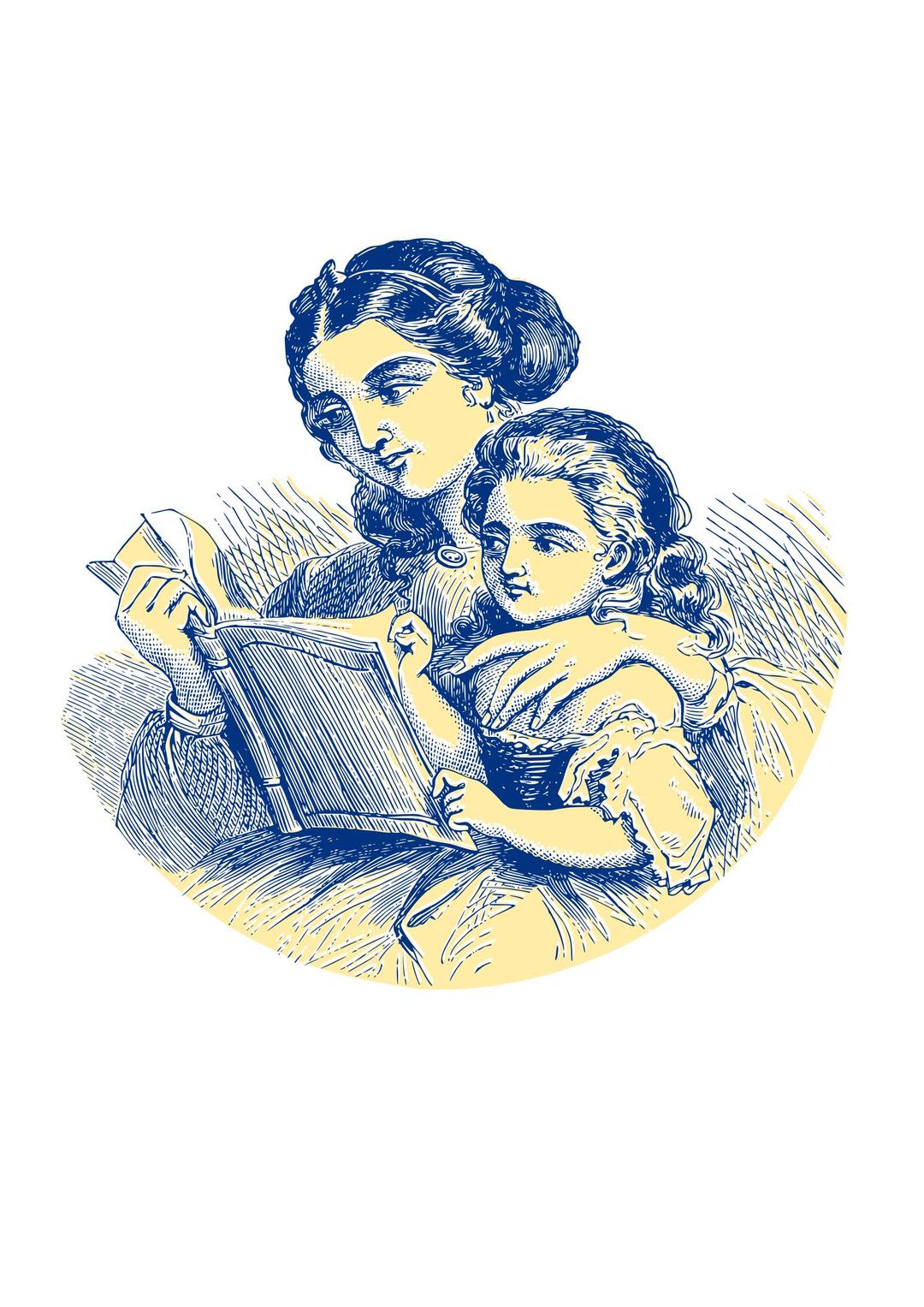 Mother reading for her daughter 06 png transparent