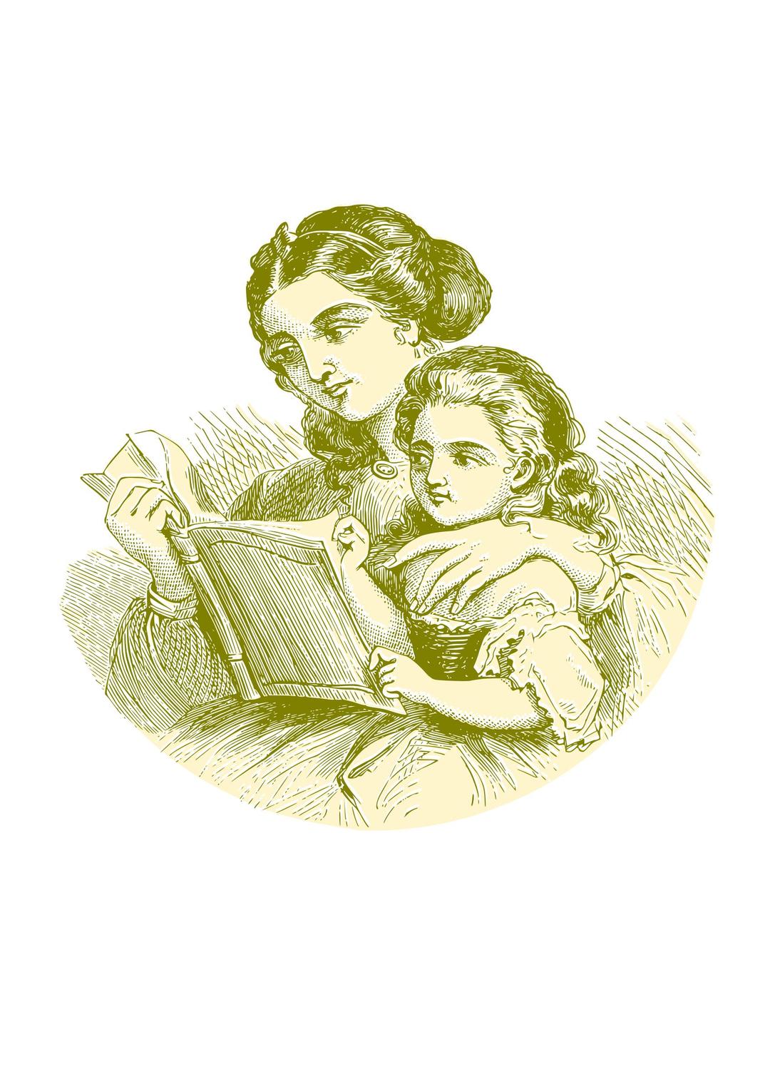 Mother reading for her daughter 07 png transparent