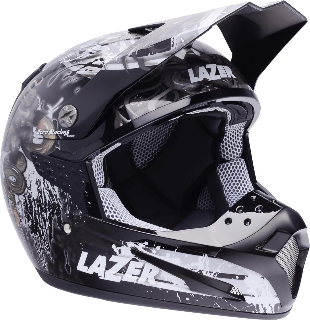 Motorcycle Helmet Lazer SMX Thin Drum Black Grey White png transparent