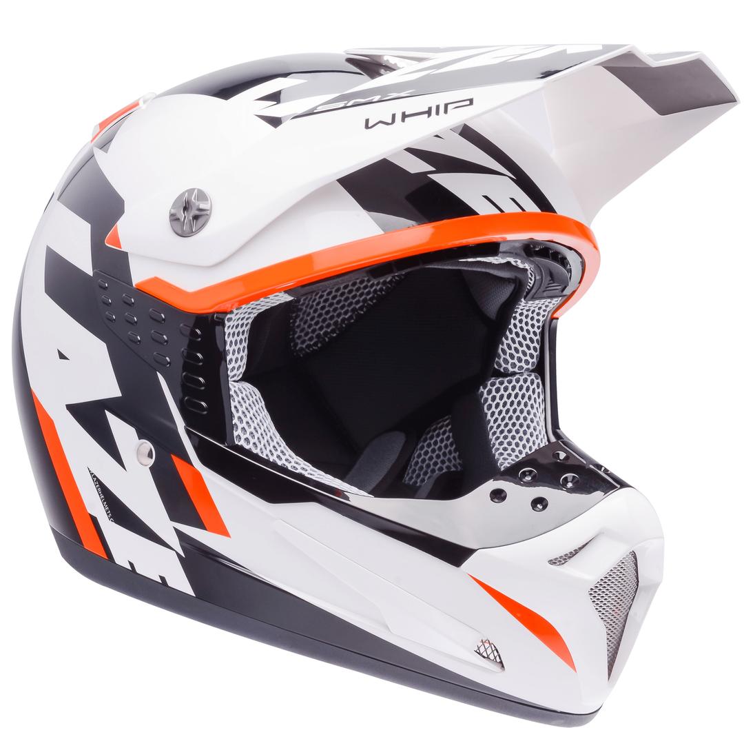 Motorcycle Helmet Lazer  SMX Whip White Black Orange png transparent