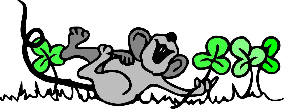 Mouse playing in shamrocks png transparent