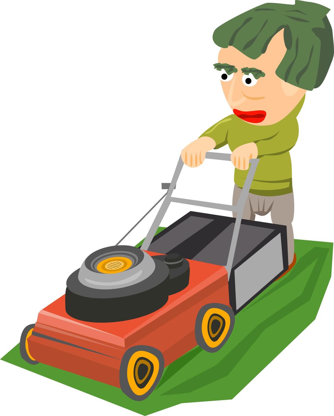 Mowing the lawn png transparent