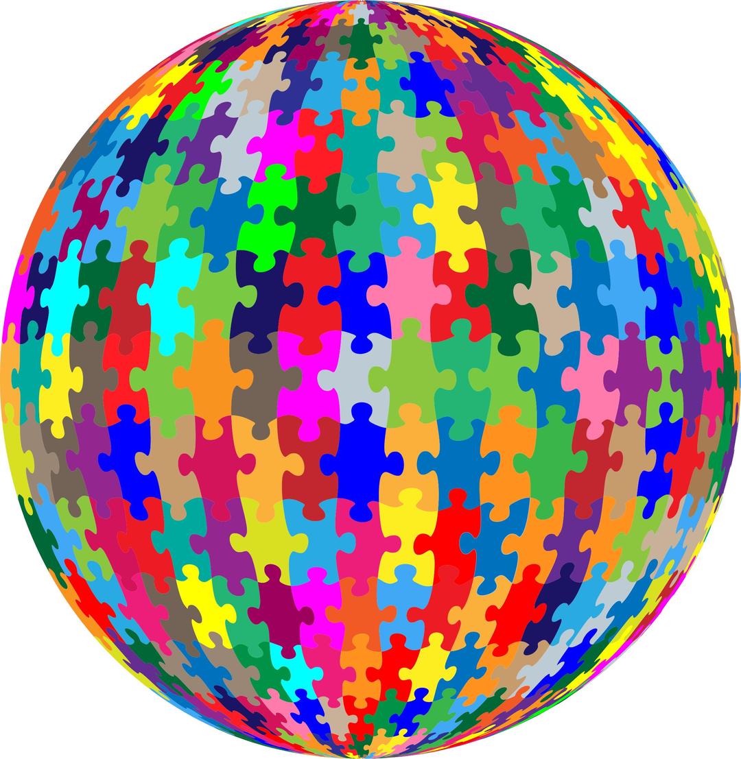 Multicolored Jigsaw Puzzle Pieces Sphere No Strokes png transparent