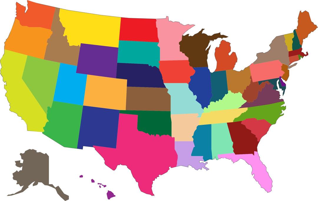 MultiColored United States Map png transparent