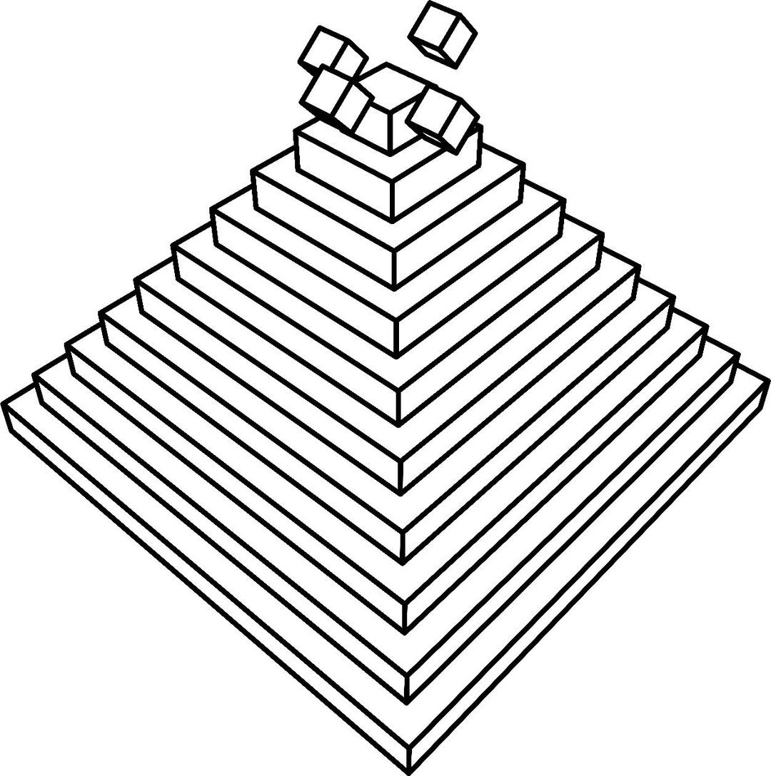 Multiple 3D Cubes Rolling Down a pyramid [Animation] png transparent