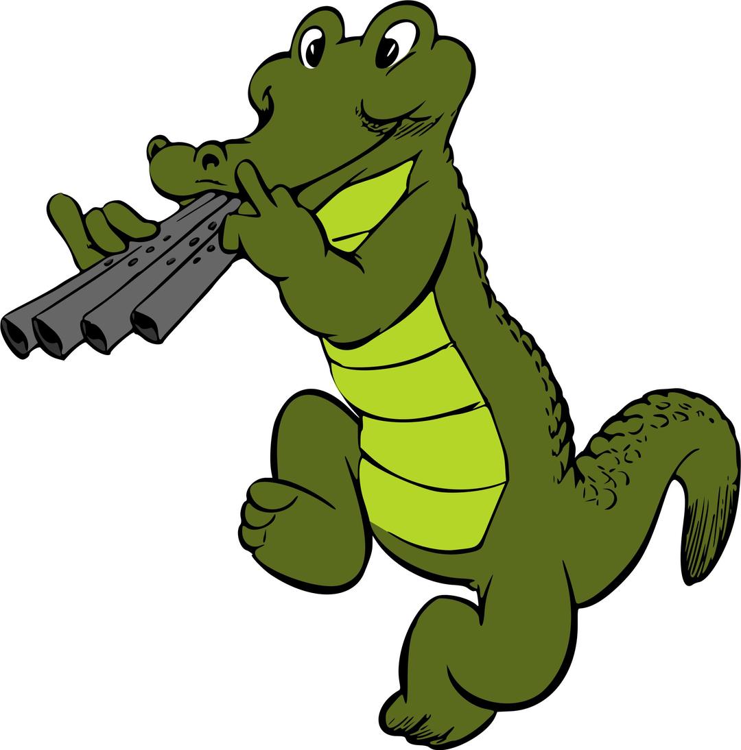 Musical crocodile (colour) png transparent