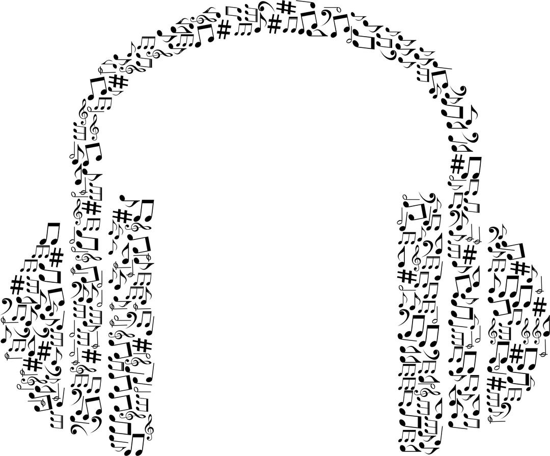 Musical Notes Headphone Black png transparent