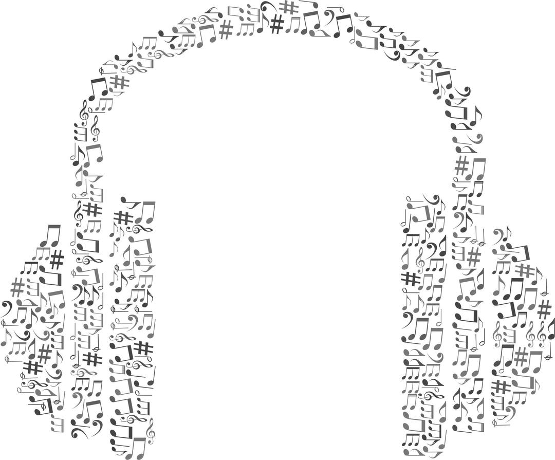 Musical Notes Headphone Grayscale png transparent