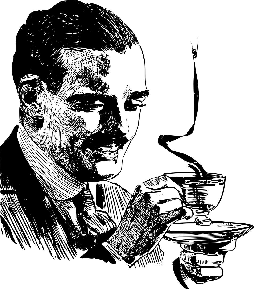 Mustache Man with Coffee png transparent