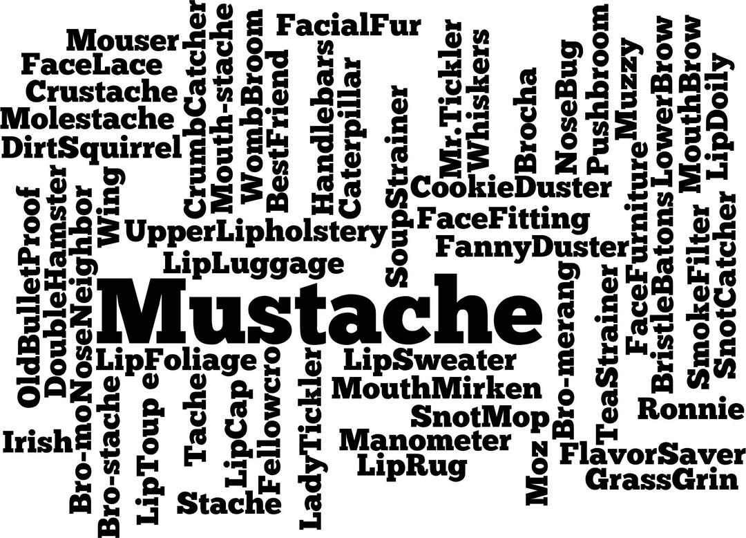 Mustache Word Cloud png transparent