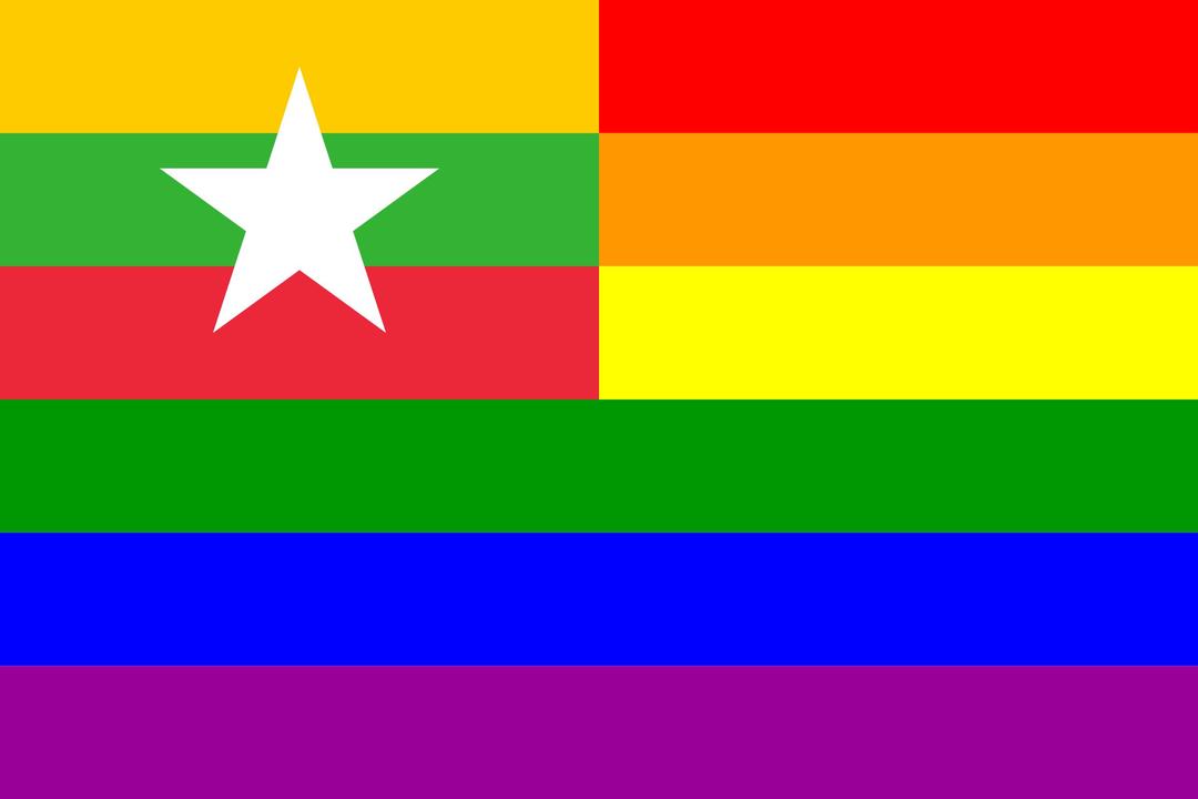 Myanmar Rainbow Flag png transparent