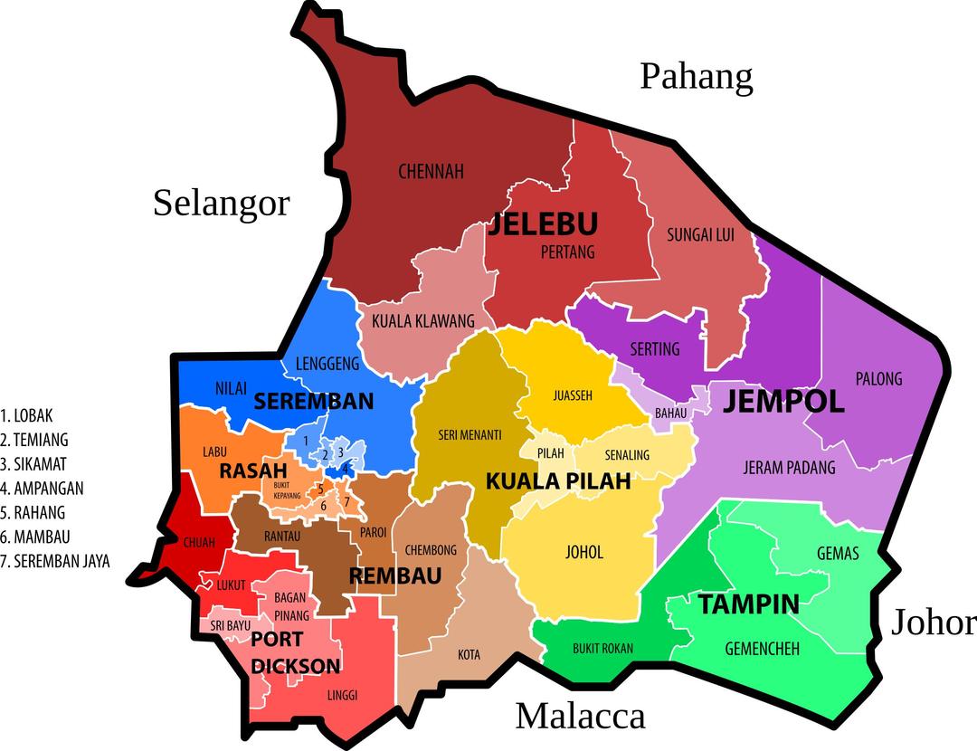 Negeri Sembilan new electoral map png transparent