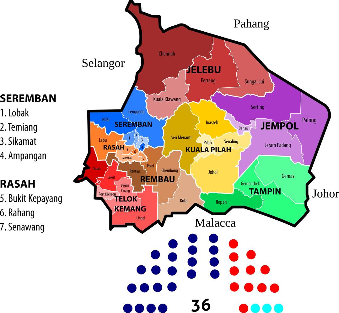 Negeri Sembilan State Legislative Assembly Constituencies (2013) png transparent