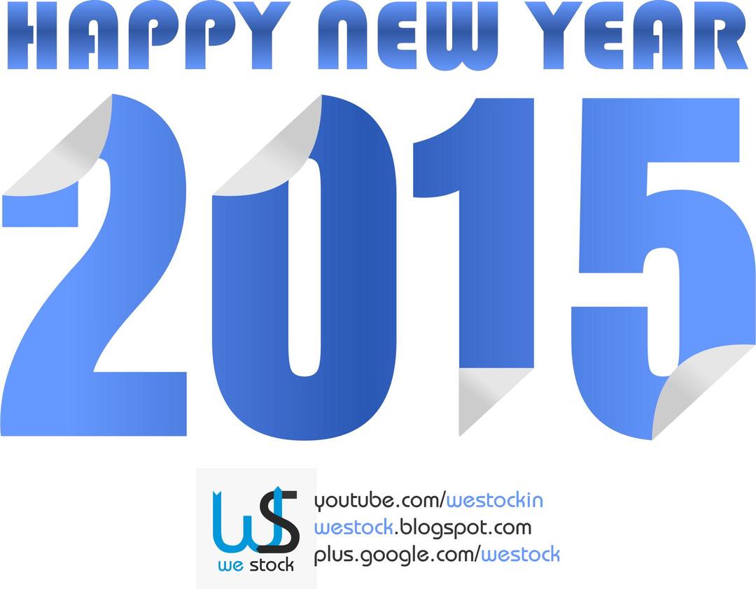 New Year 2015 blue colored sticky style. png transparent