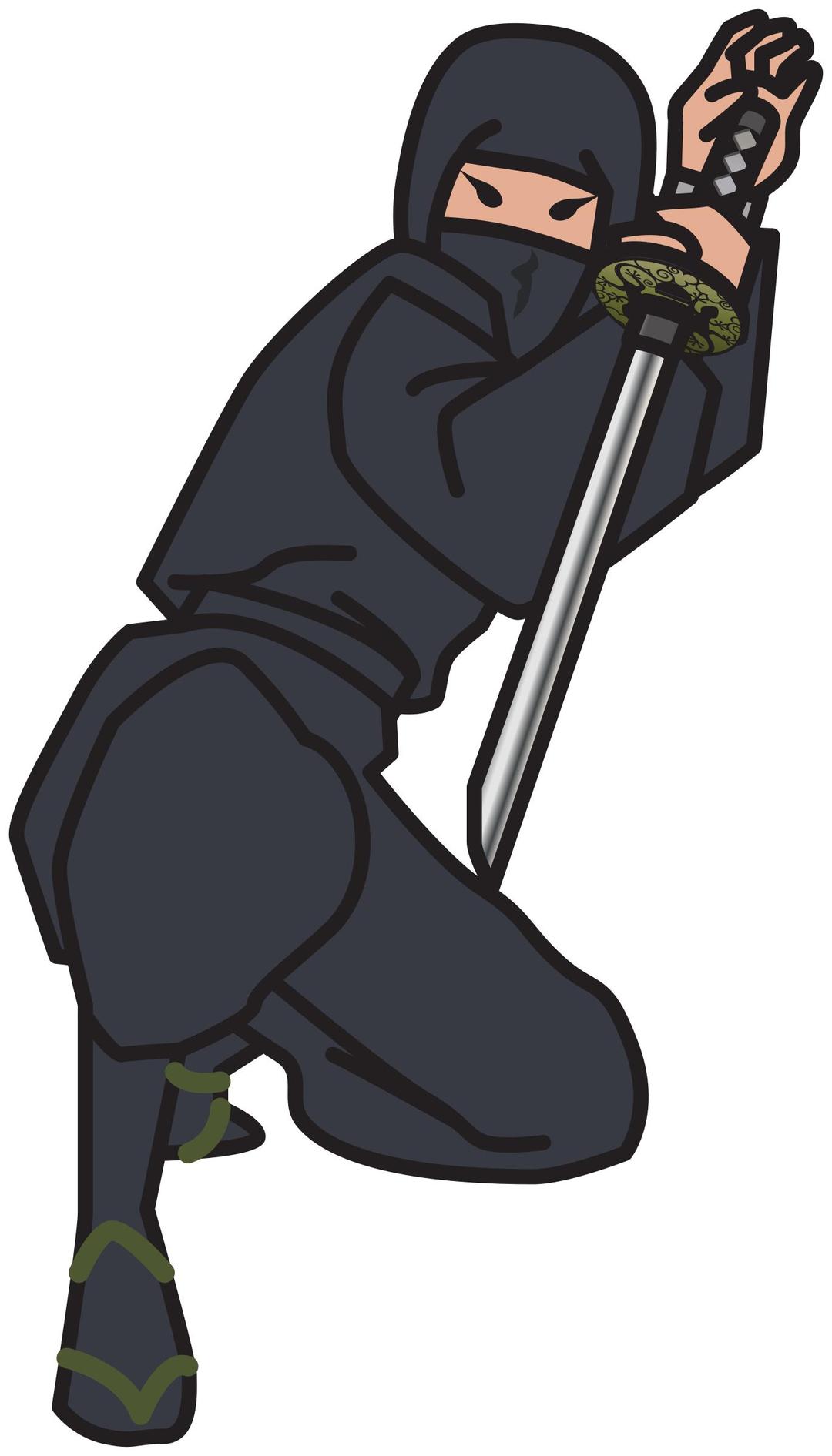 Ninja with a sword, attacking png transparent