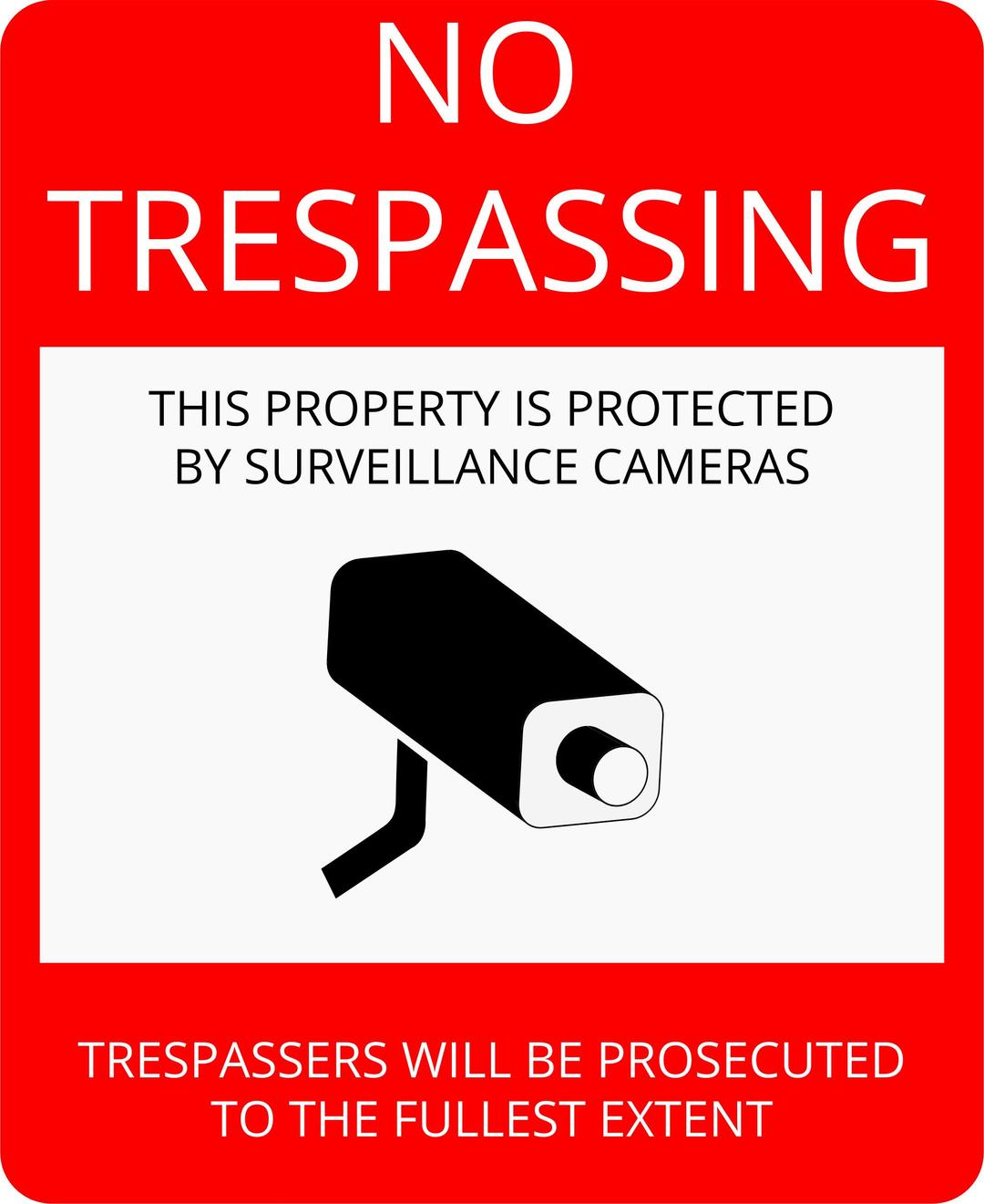No Trespassing Sign (with camera warning) png transparent