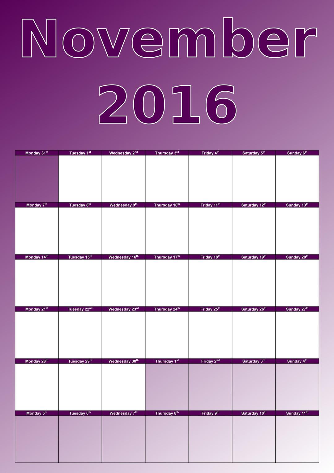 November calendar png transparent