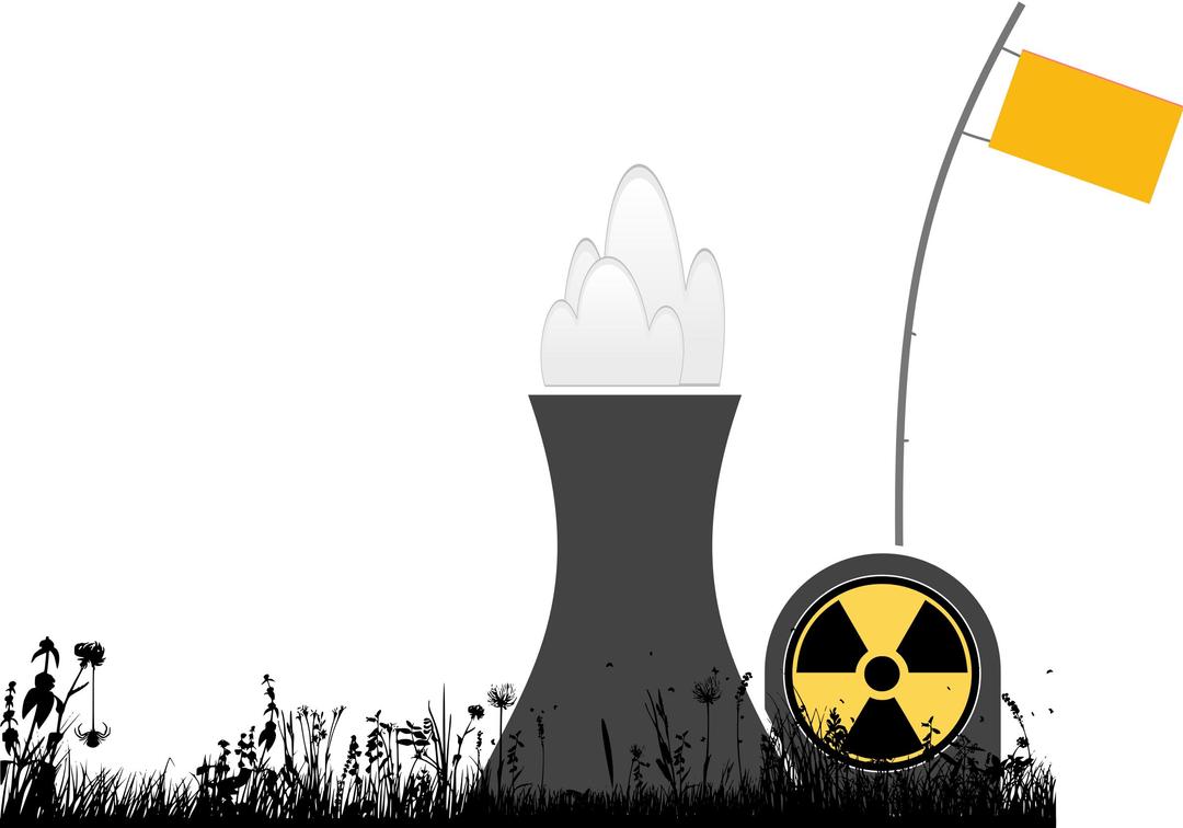 Nuclear power plant with grass silhouette png transparent