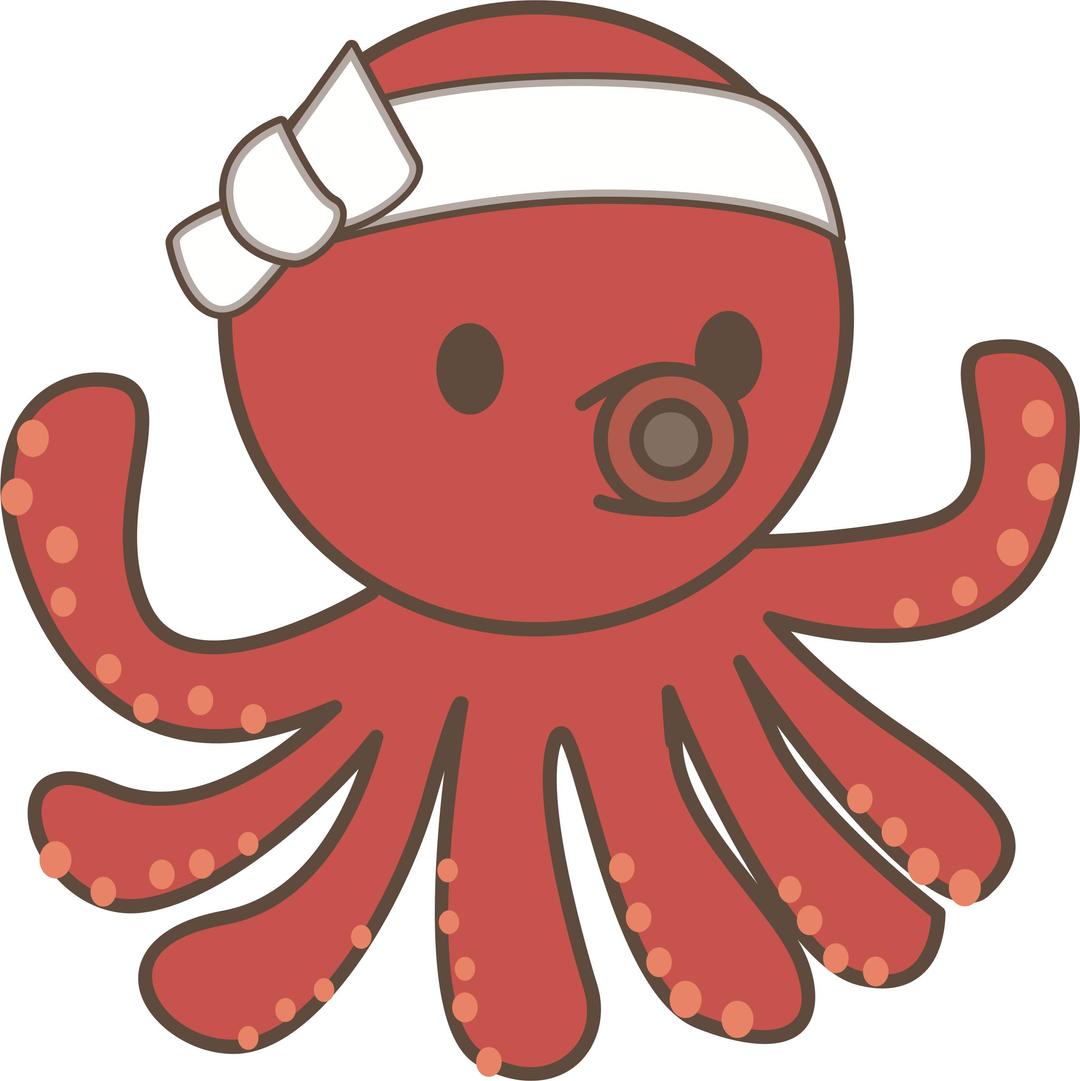 Octopus with headband png transparent