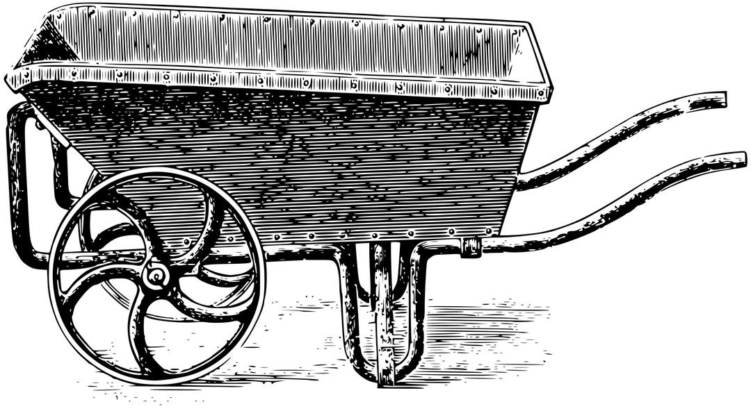 Old fashioned wheelbarrow png transparent