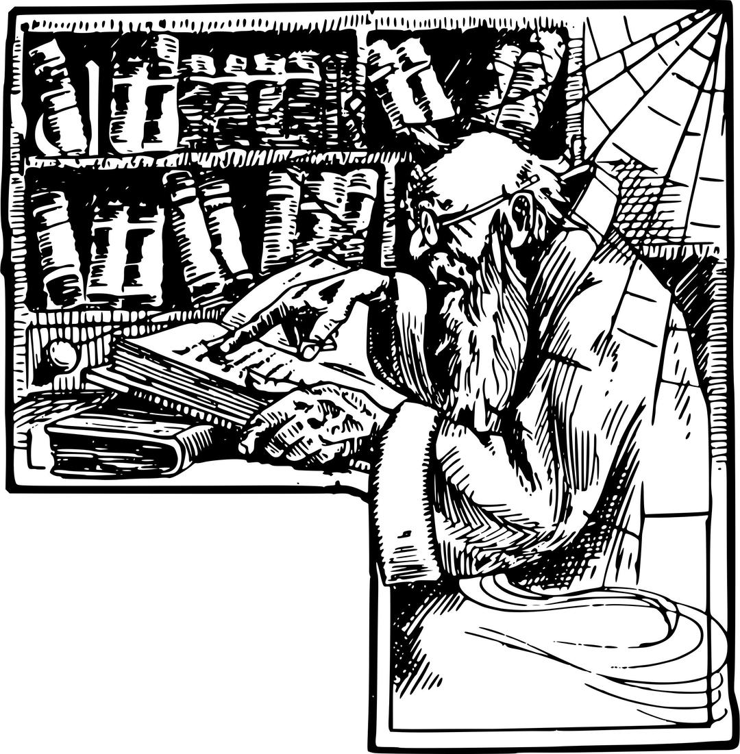 Old Man and Books png transparent