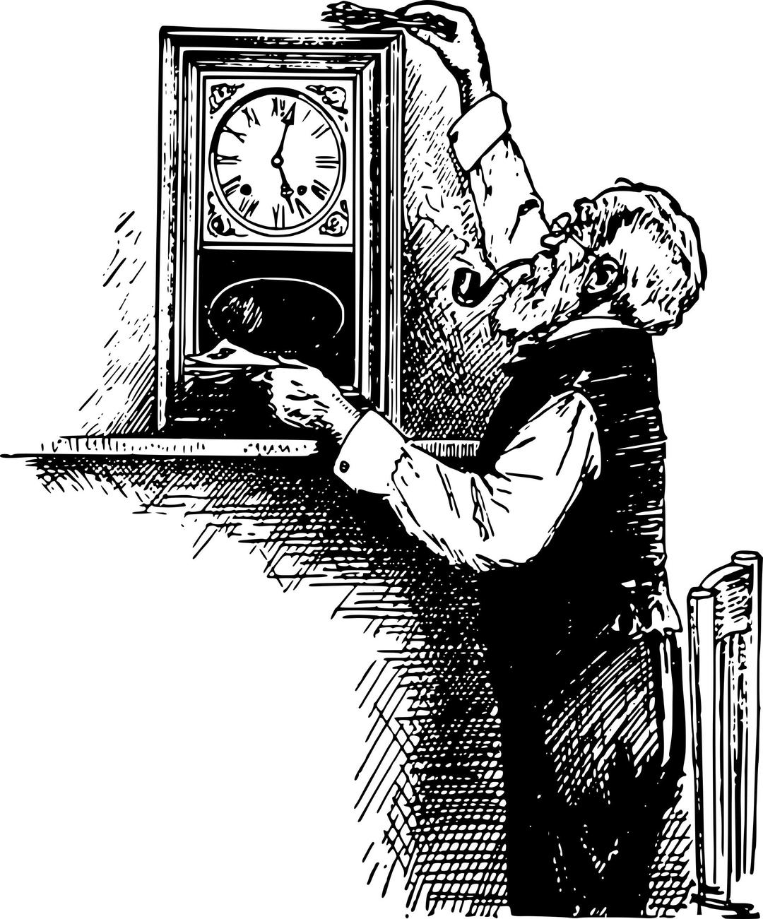 Old man and his Clock png transparent