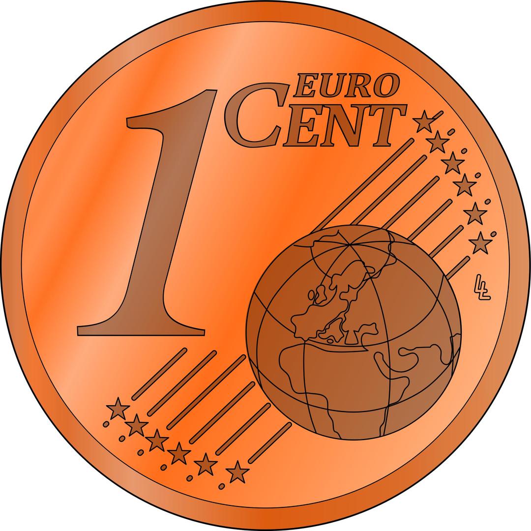 one euro cent, colored png transparent