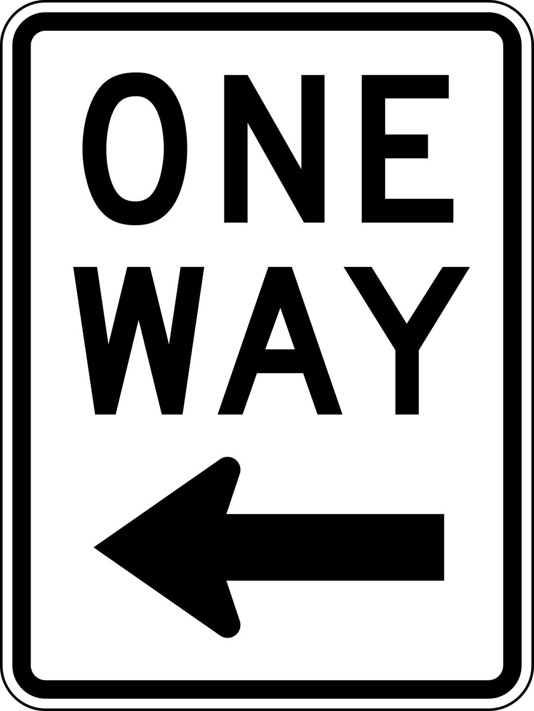 One Way Left traffic sign, vertical png transparent