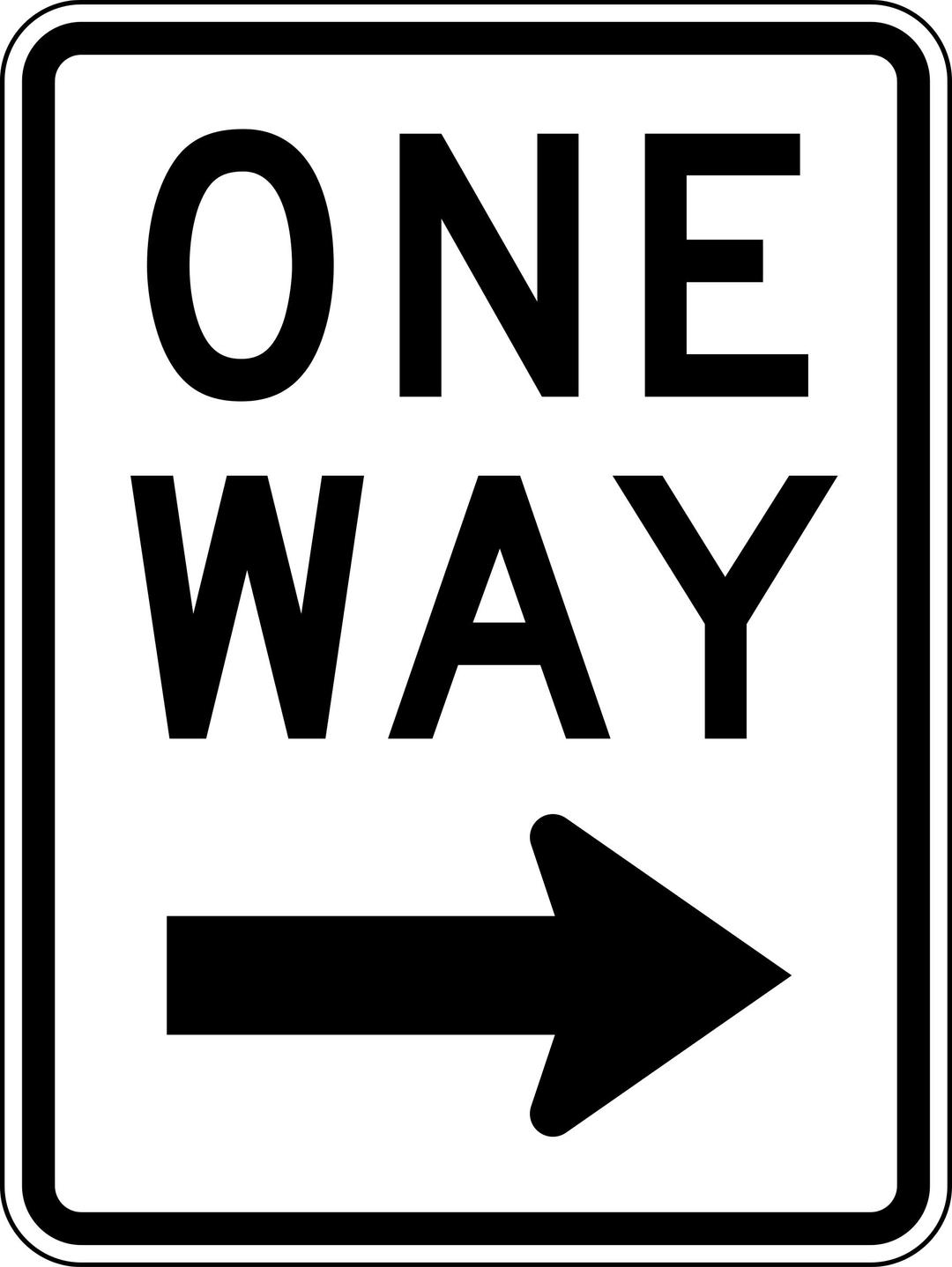 One Way Right traffic sign, vertical png transparent