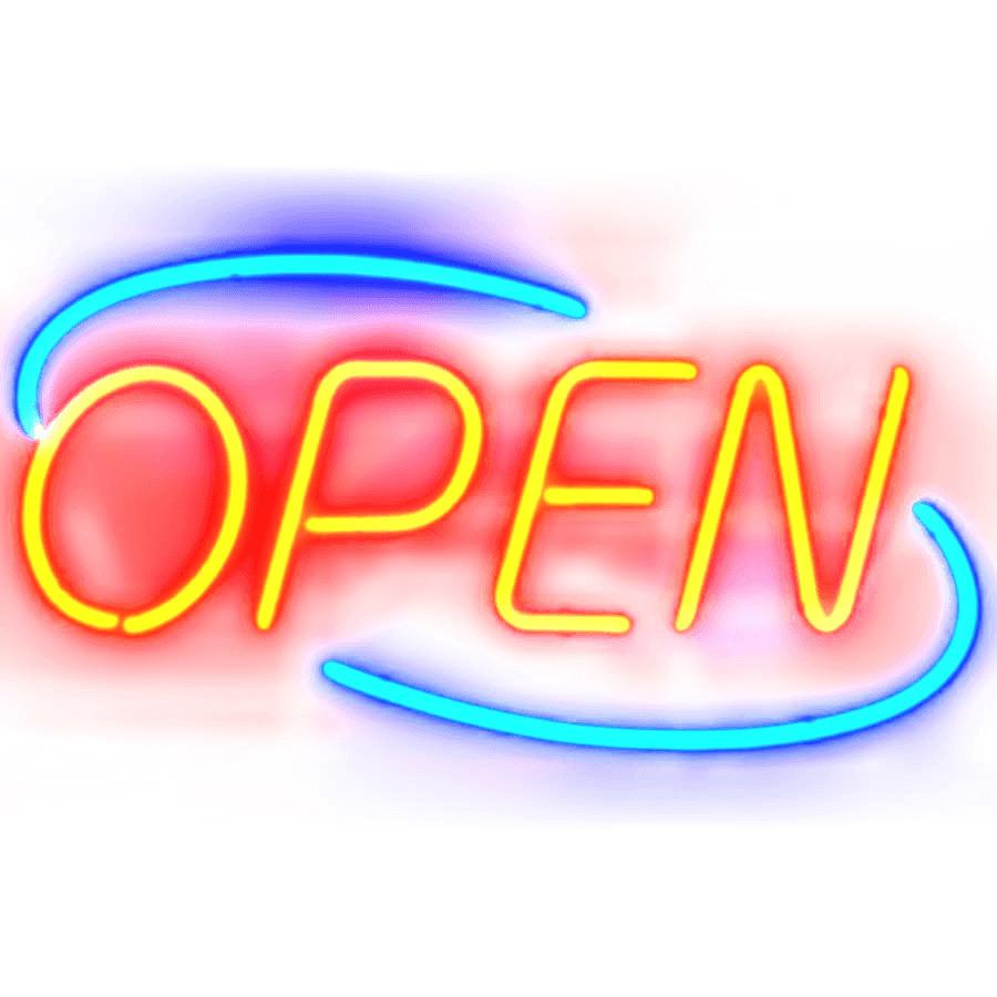 Open Neon Sign png transparent