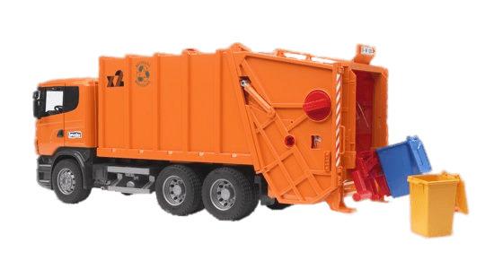 Orange Garbage Truck and Containers png transparent