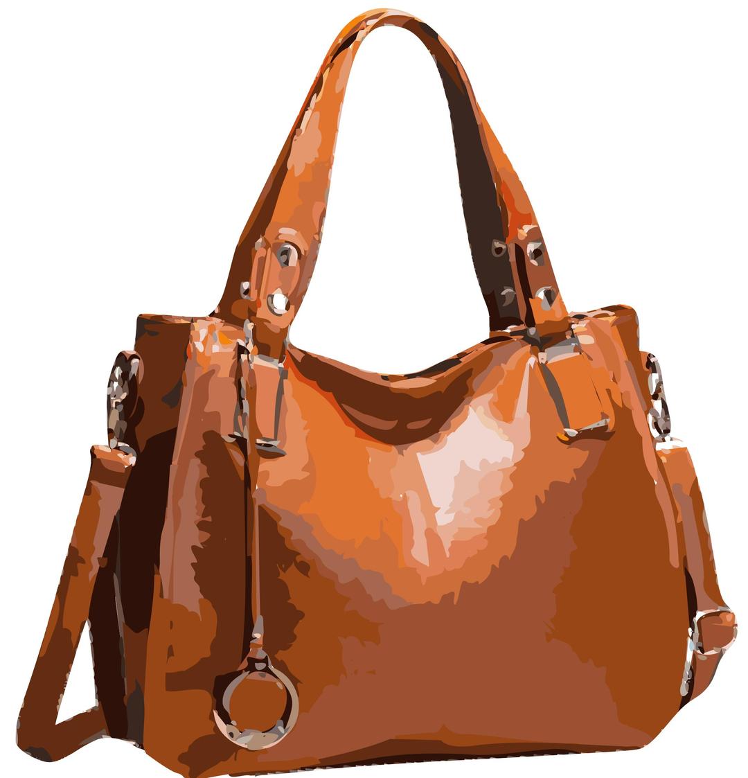 Orange handbag all leather no logo, tidied up png transparent