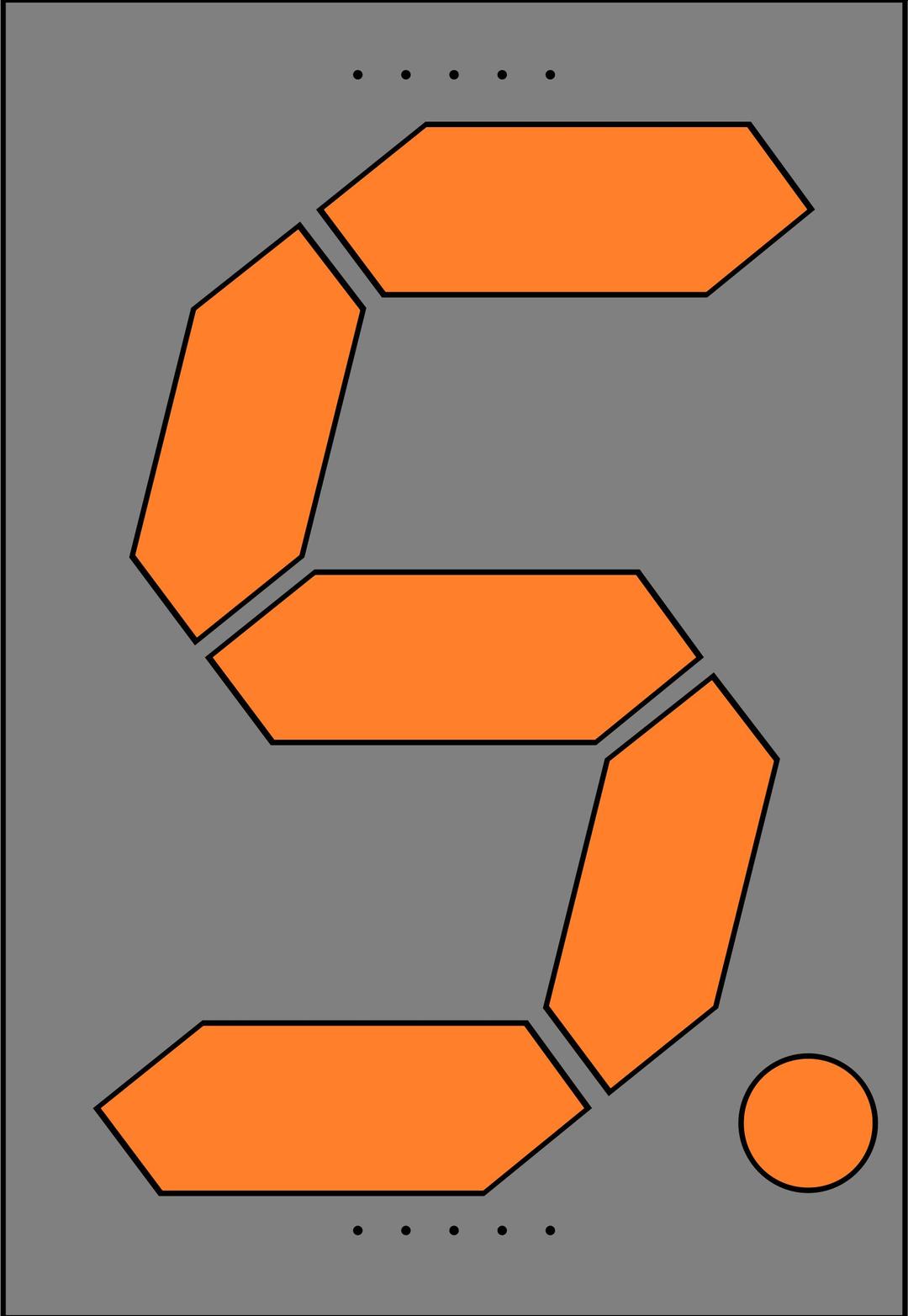 Orange Seven Segment Display: Five png transparent
