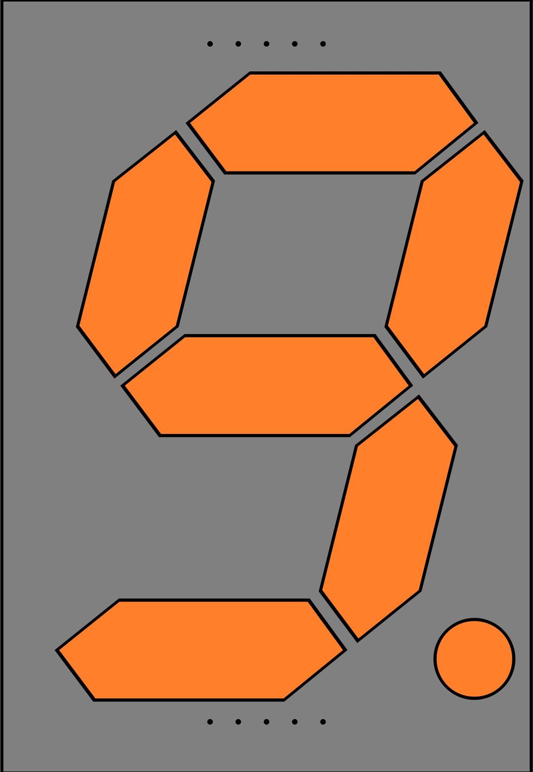 Orange Seven Segment Display: Nine png transparent