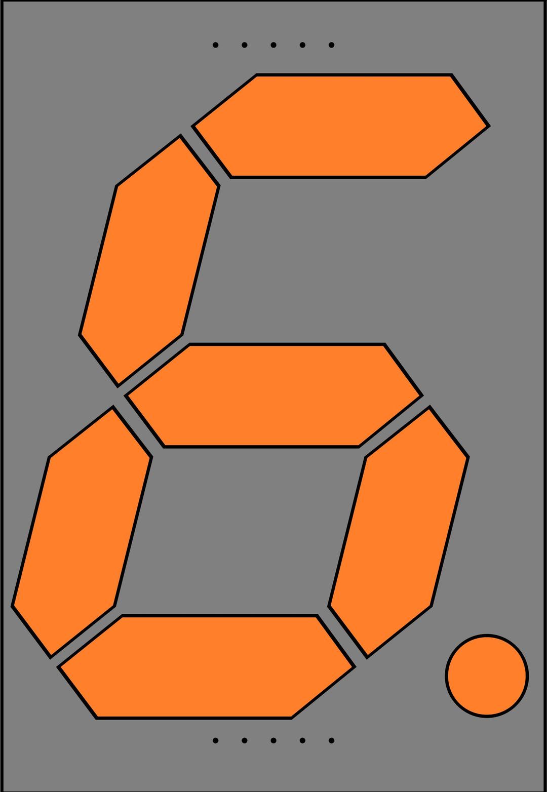 Orange Seven Segment Display: Six png transparent