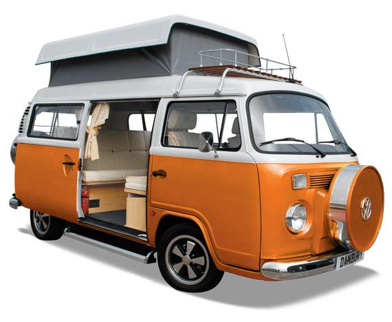 Orange Volkswagen Camper Van png transparent
