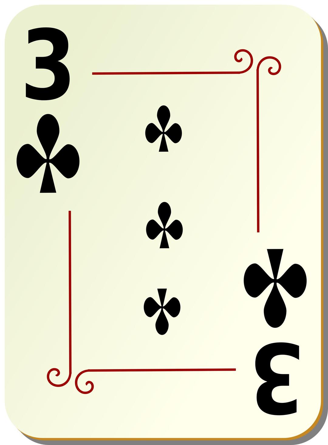 Ornamental deck: 3 of clubs png transparent