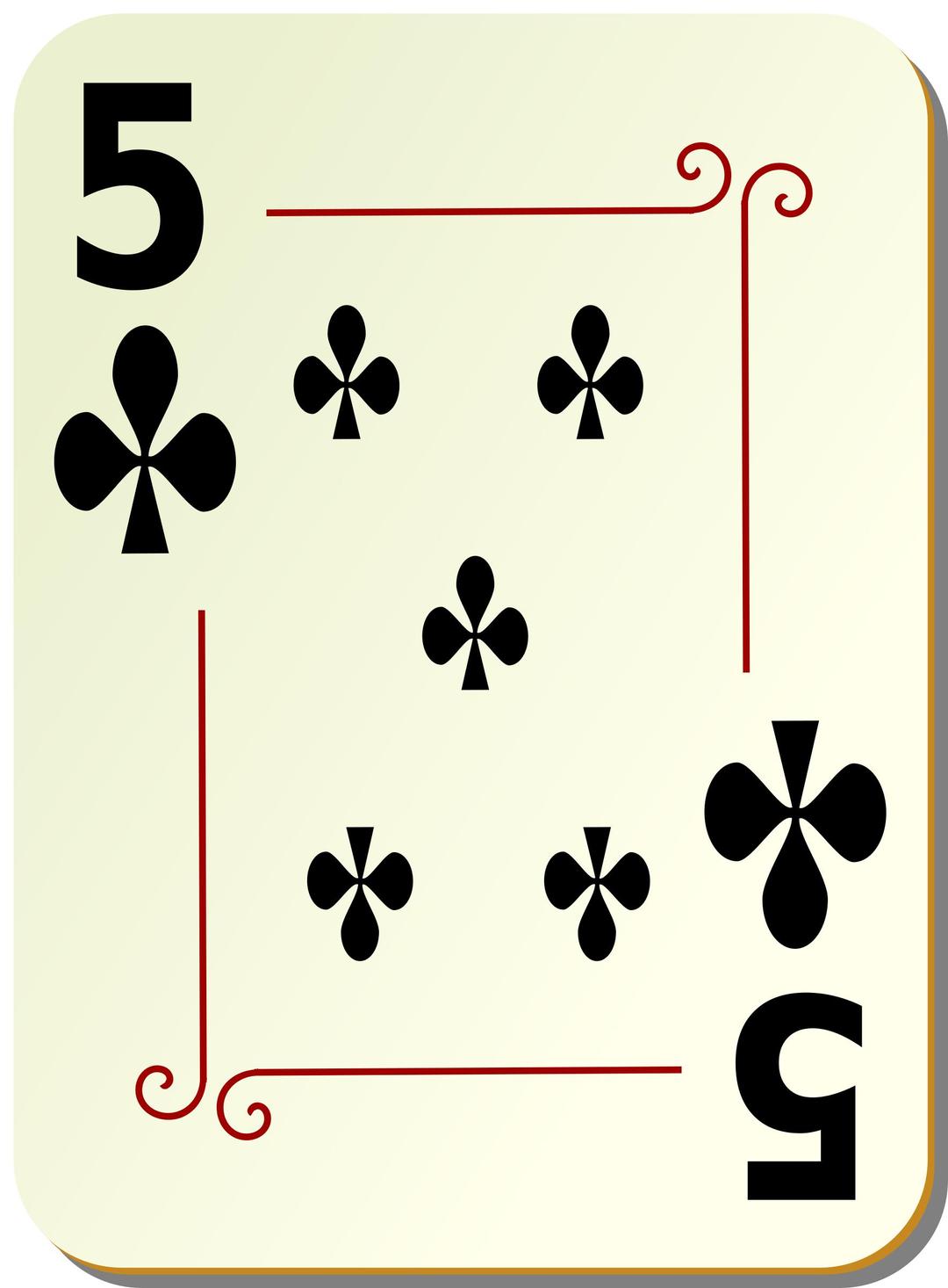 Ornamental deck: 5 of clubs png transparent