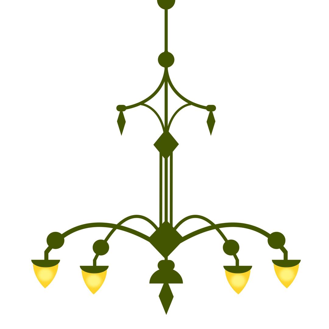 Ornate Chandelier, with 4 lamps- version 1 png transparent
