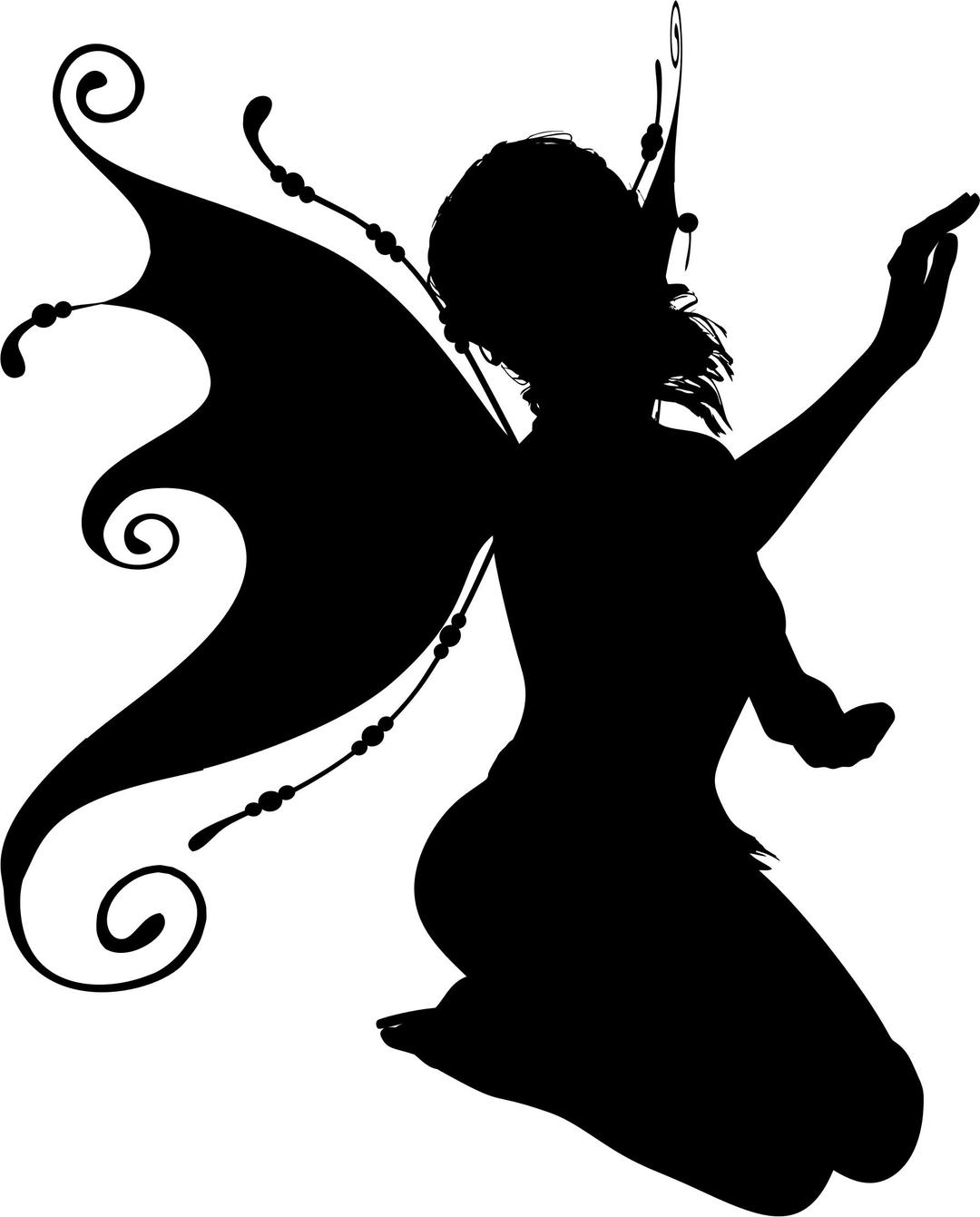 Ornate Sitting Fairy Silhouette png transparent