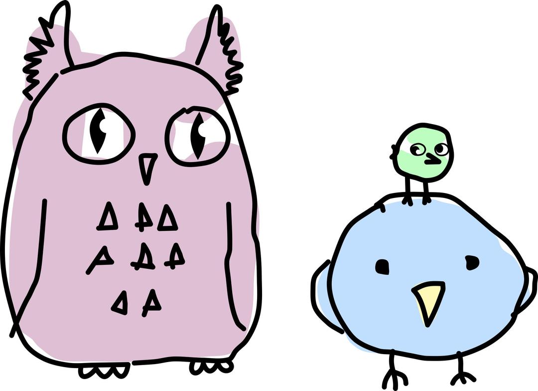 Owl and a birds png transparent