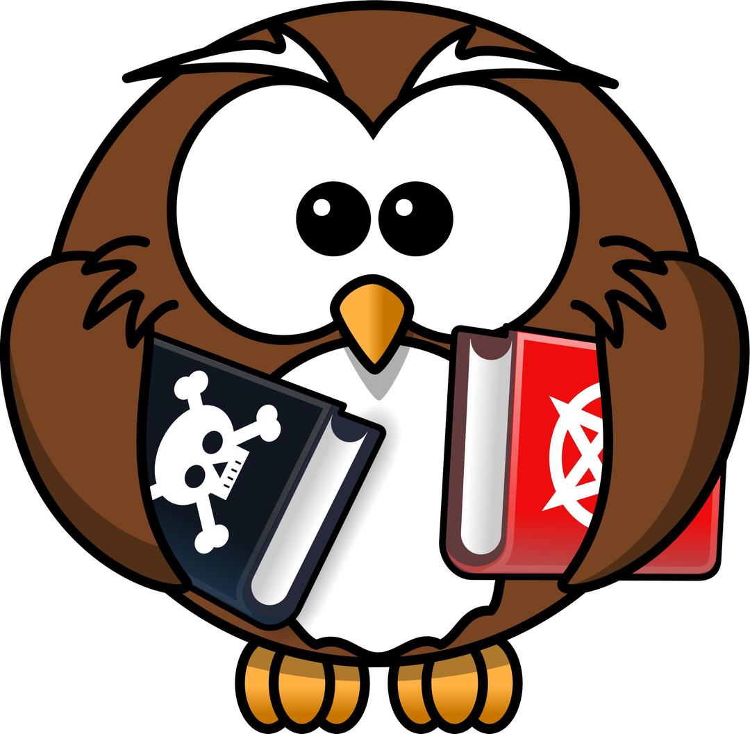 Owl with books png transparent