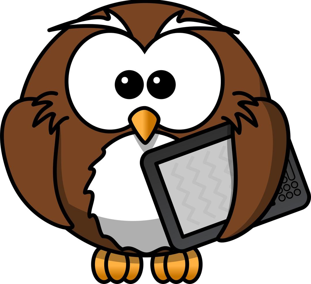 Owl with ebook reader png transparent