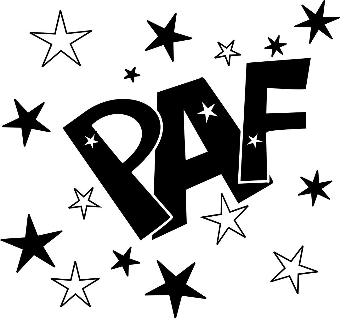 PAF in black and white png transparent