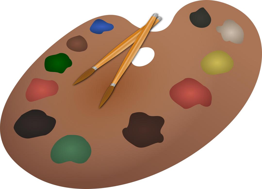Palette and paintbrushes png transparent